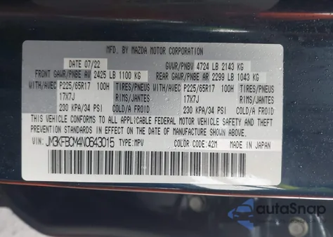 2022 Mazda Cx-5 2.5 S Preferred from USA, damaged, VIN JM3KFBCM4N0643015